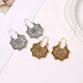Women's Trendy Simple Lotus Flower Hollow Heart-shaped Geometric Totem Circle Drop Earrings Available in Silver Gold Wholesale