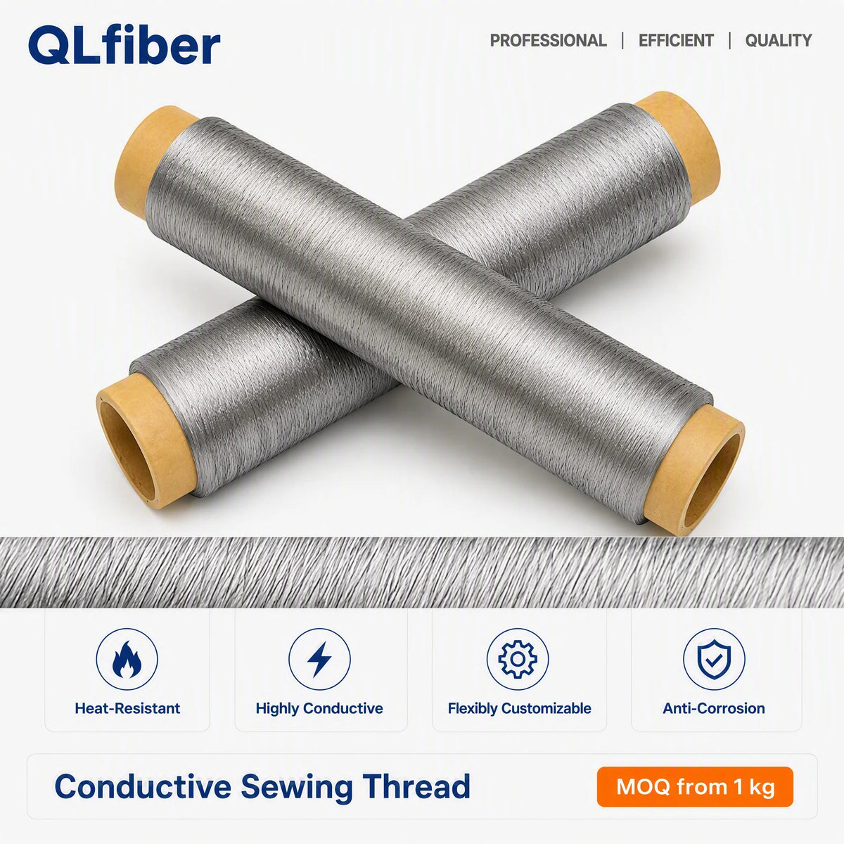 Conductive Sewing Thread for Mending Heated Wear Stainless Steel Yarn for Repairing Jackets and Gloves