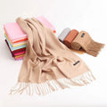 Zifeng OEM Chal Poncho Tejido Gruesos Wholesale Plain Pashmina Cashmere Scarf With Tassel Shawl