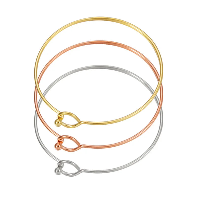 Wholesale 64mm Stainless Steel Stacking Thin Circle Bangle Adjustable Openable Wire Bracelet for DIY Making Jewelry Accessories