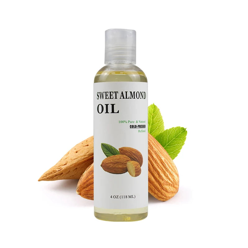 High-Quality 118ml Cold Pressed Sweet Almond Base Oil  Pure Natural Organic Moisturizing Massage Carrier Oil for Skin Hair Care