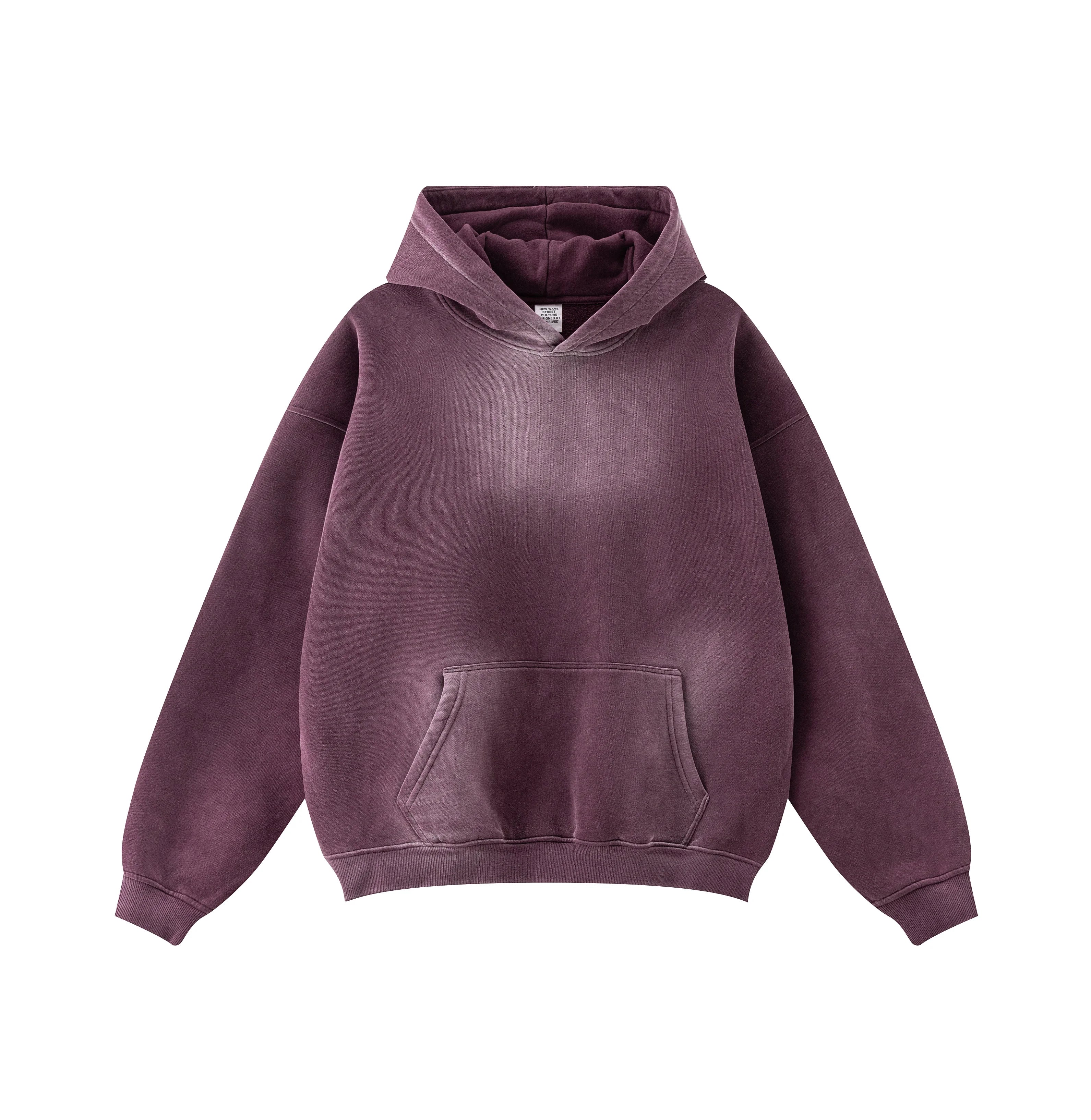 Distressed Acid Washed Plus Size Men's Hoodies & Sweatshirts  Drop Shoulder Plain  Rhinestone Hoodie