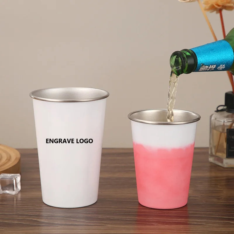 Creative Custom Logo Cold Water Color Changing 16oz Stainless Steel Portable Beer Mug for Outdoor Camping and Travel