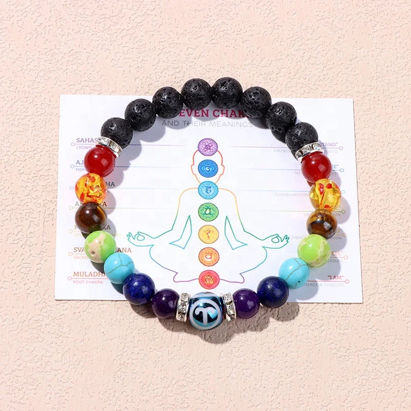 2023 NEW Agate Natural Yoga Fitness Bracelet Seven Chakra 12 Zodiac Bead Meditation Proverbs Bangle Classic Wedding Gift Antique