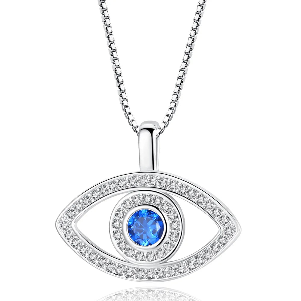 Luxury Zircon Lucky Blue Eyes Pendant Necklace Diamond Evils Eye Necklace Jewelry for Women