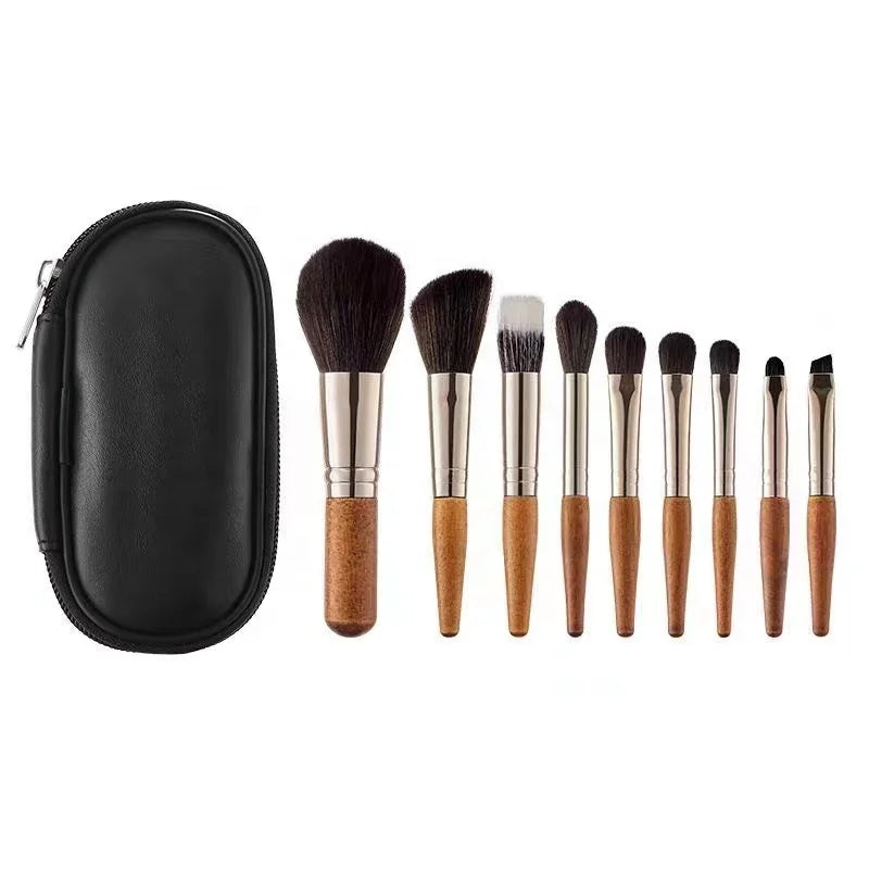 Customized Logo 9-Piece Mini Travel-Friendly Synthetic Hair Cosmetic Brush Set for Face Concealer Makeup-Beginner-Friendly MegaBDM