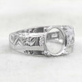 Sterling Silver 8*10mm Semi Mount Men's Ring Frame Empty Blank Claw Setting S925 Base Holder Without Center Stone for DIY Inlay