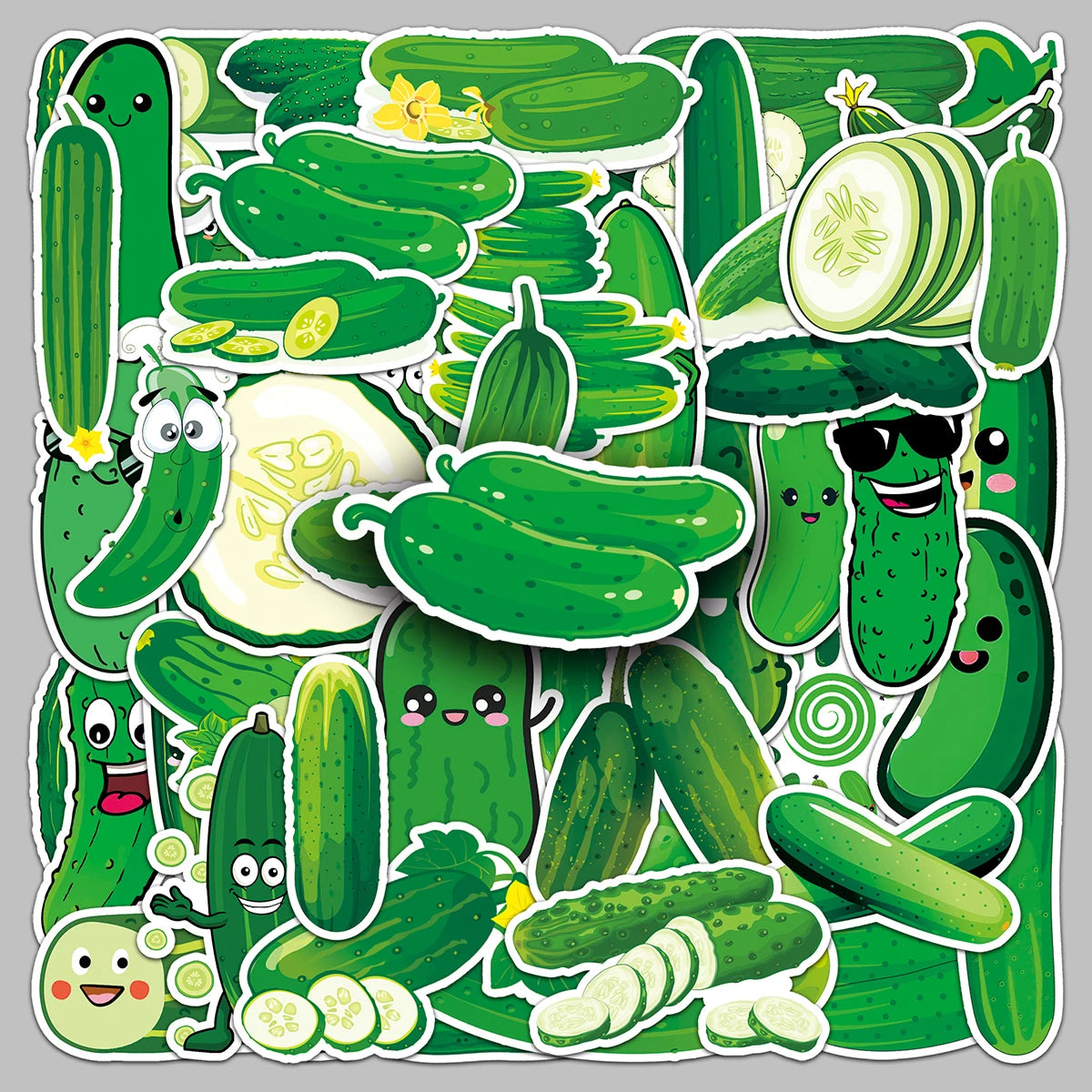 50PCS Waterproof PVC Creative Personality Cucumber Stickers for Storage Boxes & Cups