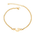 Fashion Tarnish Free 18K Gold Silver Plated Stainless Steel Charm Crescent Moon Star Bracelet Jewelry for Women