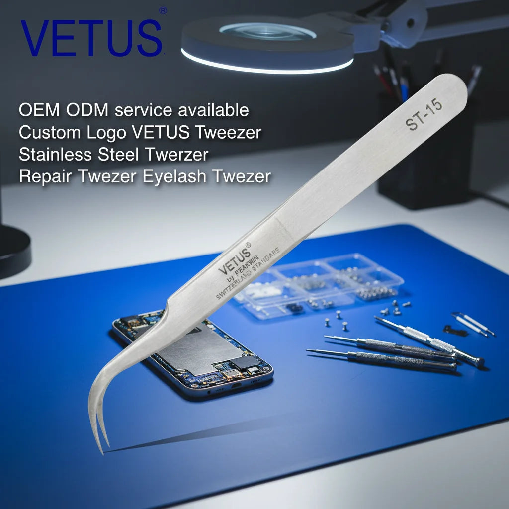 Vetus ST-10 11 12 13 14 15 16  17  ESD Pointed Stainless Steel Safe Antistatic Eyelash Extension Tweezer Tweezers Vetus Tweezer