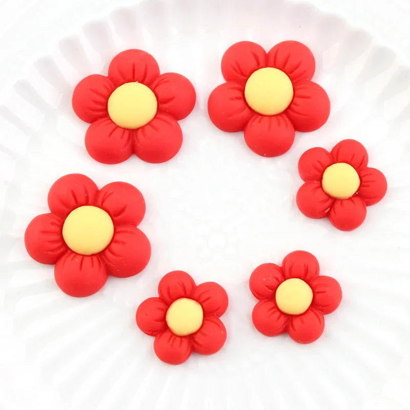 Resin Red Flowers Decoration Crafts Flatback Cabochon for Scrapbooking Kawaii Cute Diy Accessories