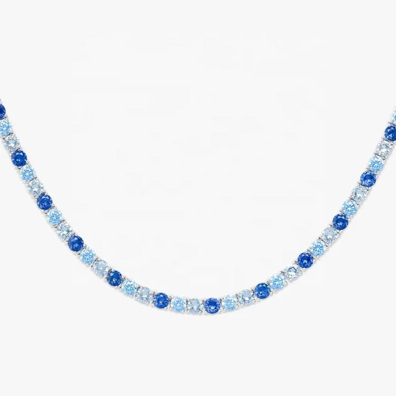 Hip Hop Passd Diamond Tester 925 Sterling Silver Iced Out Colorful Gemstone  VVS Moissanite  Cluster Tennis Chain for Women Men