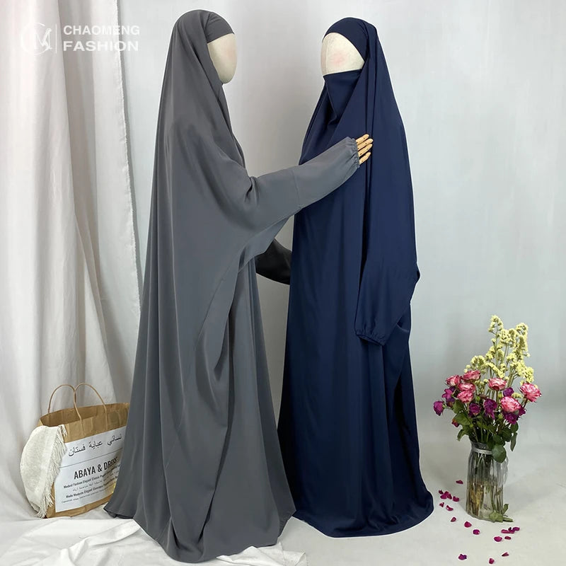6493# Modest Khimar Hijab Abaya Solid Color One Piece Jilbab Prayer Abayas for Islamic Muslim Women 10 Colors
