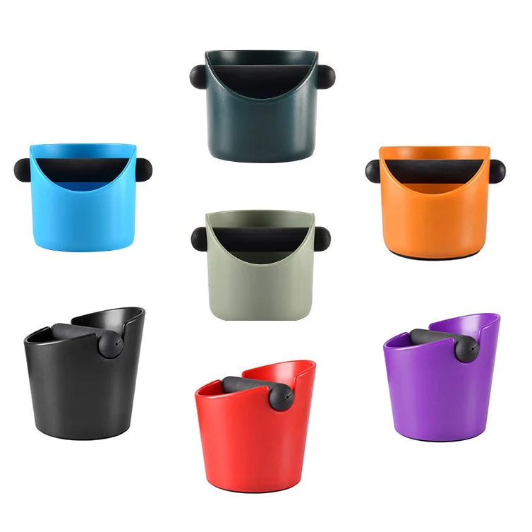 Shock-Absorbent Round Coffee Knock Box Espresso Dump Bin 4.8 Inch Espresso Knock Box with Removable Knock Bar and Non-Slip Base