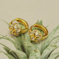 Zircon Flower Huggie Hoop Earrings Gold Qlated Brass Pentagram Earrings Design for Women