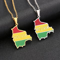 Manufacturer Enameled Bolivia Map Chain Necklaces Stainless Steel 18K Gold Plated Enamel Bolivia Flag Map Pendant Necklace