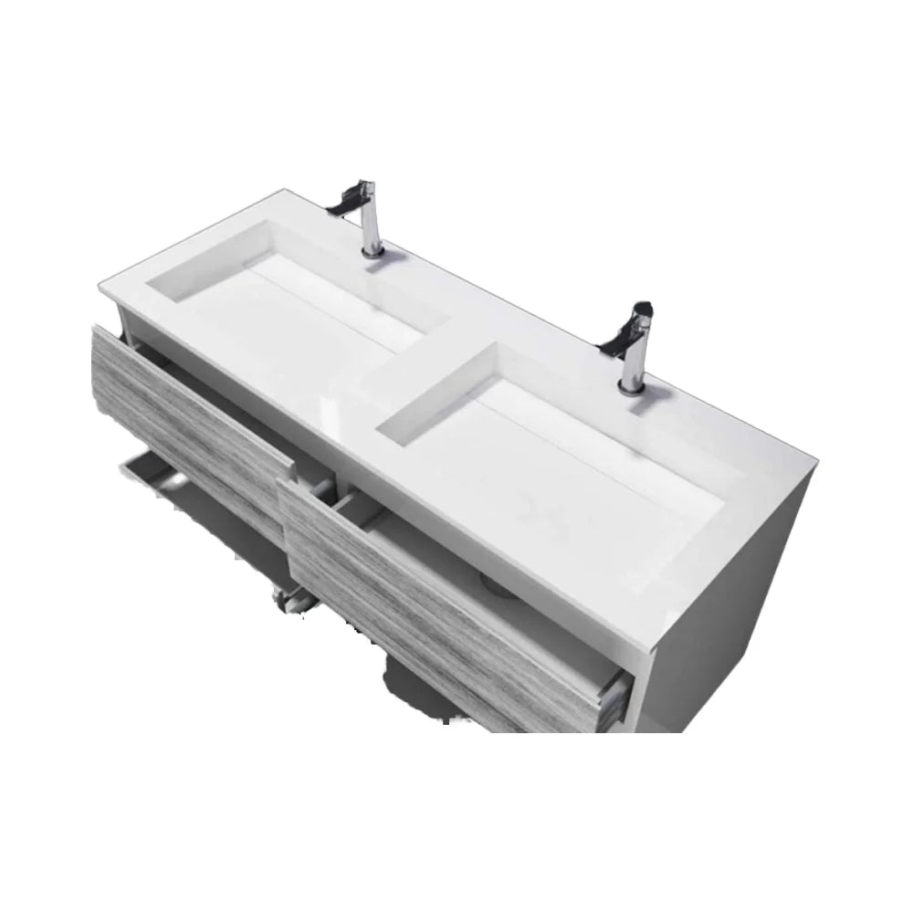 Customized Color and Size Double Bathroom Hand Wash Basin Wall-Hung Rectangular Sink Modern Style Surface Shampoo Sinks
