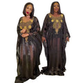 Best African Clothing Luxury Evening Dresses Chiffon Printing Two Piece Set Rhinestone Long Dresses Women Maxi Casual Ladies