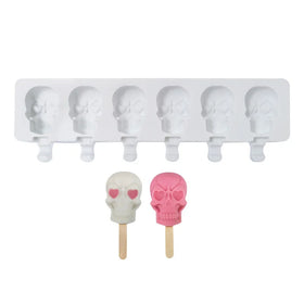 6-Hole DIY Skull Silicone Mold for Ice Cream Chocolate Cheese Stick Popsicles Eco-Friendly Ice Cream Maker Tool