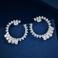 925 Sterling Silver Pear C Shape Cubic Zirconia Open Hoop Earrings for Women