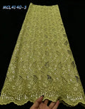 2026 Luxury Nigerian Bridal Floral Green Embroidery Mesh Tulle Double Net Sequins French Lace Anti-static 100% Polyester