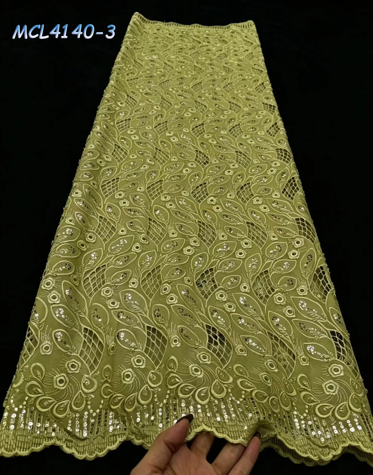 2026 Luxury Nigerian Bridal Floral Green Embroidery Mesh Tulle Double Net Sequins French Lace Anti-static 100% Polyester