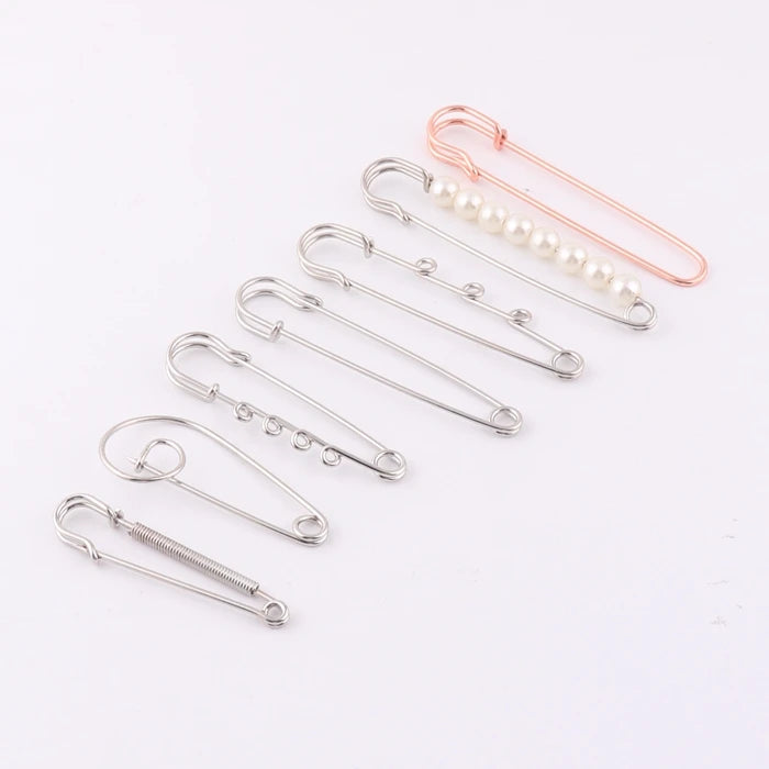 Factory Supply 3 Inch 3 Loops Metal Garment Knit Safety Pin for Brooches Finding Charms