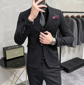 M-5XL Single Button Men's Striped Wedding Groom's Three Piece Suits Formal Man Suits for Business (Jackets+Vest+Pants)