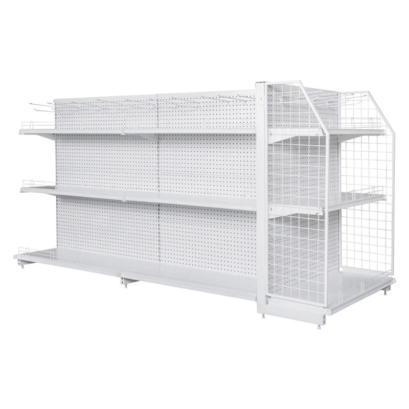 Supermarket Double-sided Metallic Light Duty Retail Shelves Perforated Display Stand Eco-Friendly Durable