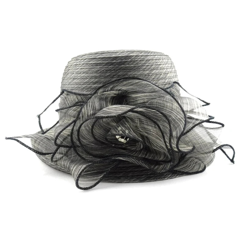 High Quality New Elegant Party Wedding Hats Summer Fashion Female Organza Church Hat