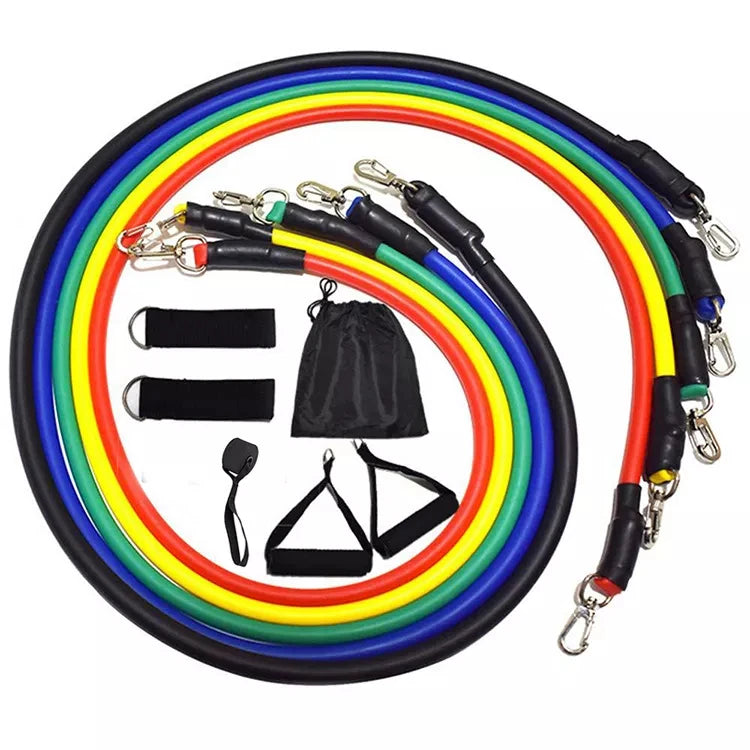 High Quality 5 Levels Heavy Duty Adjustable Gym Fitness Workout Elastic 11pcs Latex Resistance Bands Tube Set