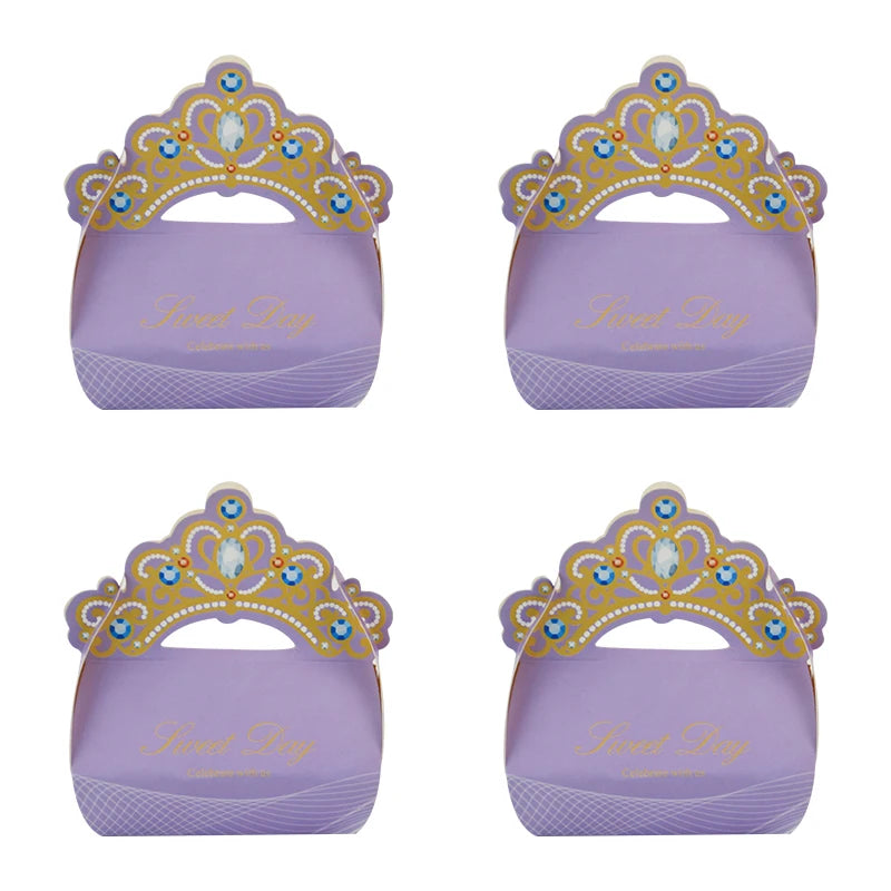 Purple Crown Shape Small Candy Treat Paper Box Gift Candy Chocolate Paper Box for Bridal Shower Anniversary Wedding Party Favor