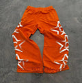 OEM Custom Screen Print 100% Cotton Stacked Baggy Oversized Heavy Weight Mens Wide Leg Distressed Sweatpants