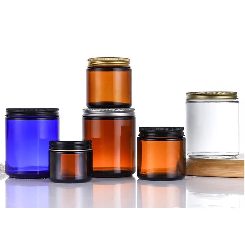120ml 250ml Amber Blue Clear Candle Jars with Golden Silver Black Lids