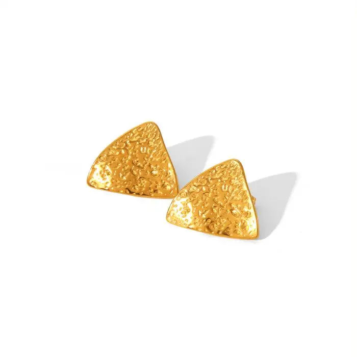 Fashion Geometric Irregular Triangle Stud Earrings Ring Set Stainless Steel Gold Plated New Statement Jewelry