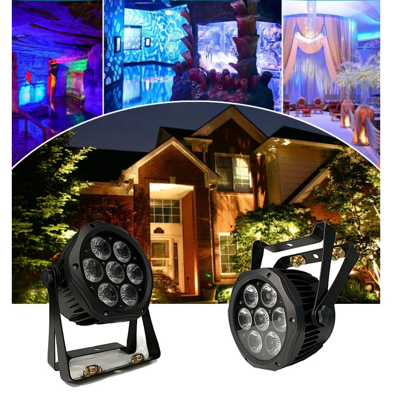 Waterproof LED Par Light 7*10W RGBWA+UV 6in1 IP65 Outdoor Lighting Wedding Party Event DJ Power Stage Wholesale Factory