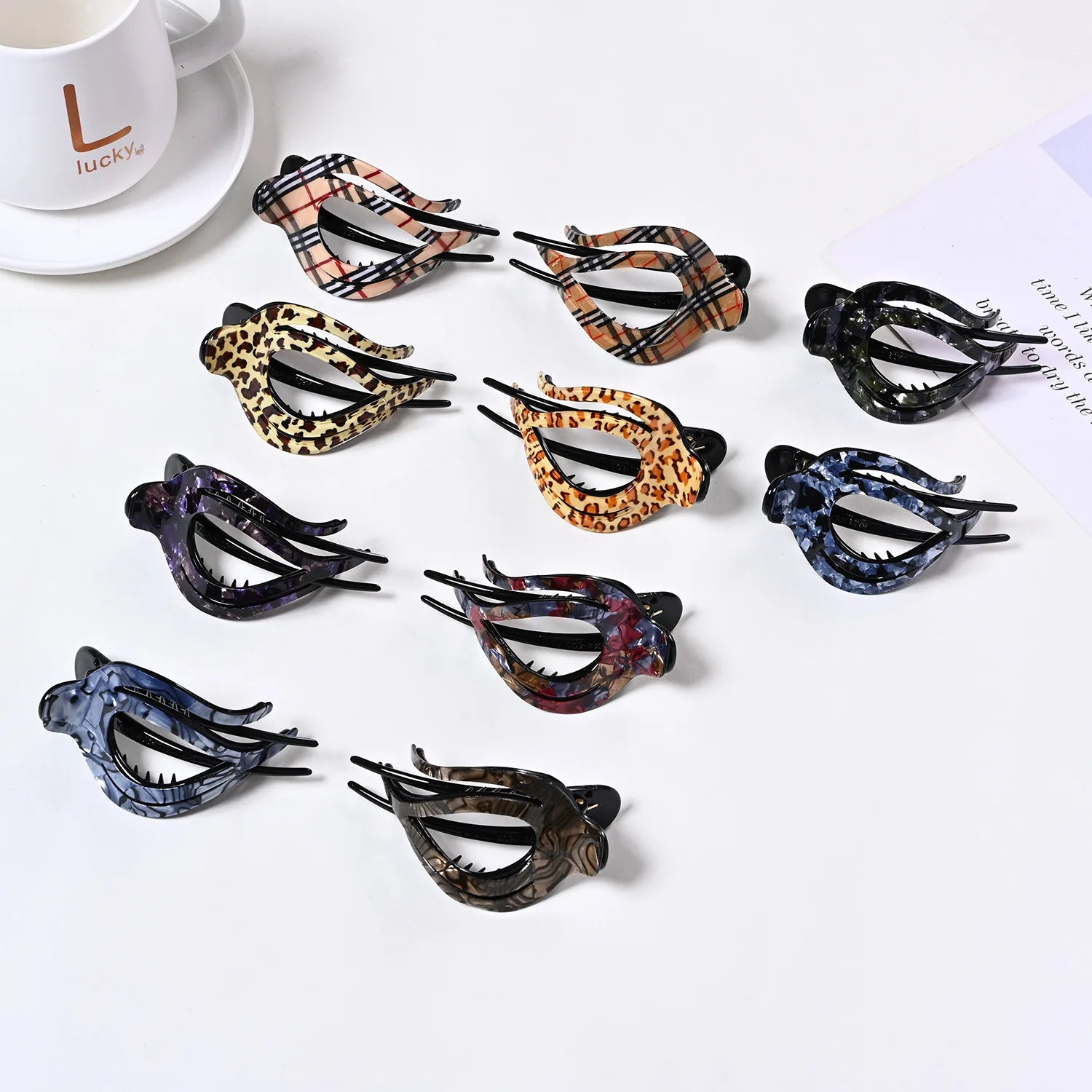 French Hair Claw Clips - Curved Strong Hold No Slip Grip Tortoise Clips for Thick or Thin Hair Acrylic Hair Clips