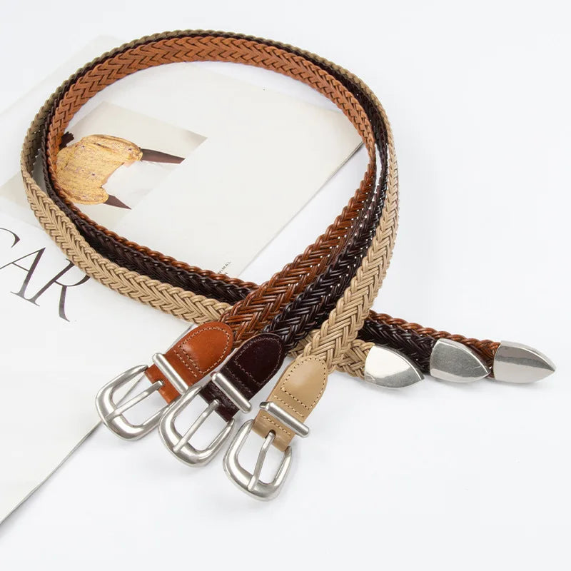 Wholesale Custom  2.3CM Wide Women's  Belt Woven Pikang Paper Material Jeans Belts