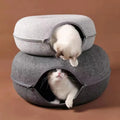 Wholesale Custom Large Multi-color Donut Design Tunnel Play Zipper Felt Cat Bed & Toy with Removable Cover Multi-functional