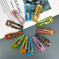 Fashion Rectangle Water Drop Hairpins Acetate Glitter Colorful Resin Acrylic Women Hair Accessories Clip for Girls