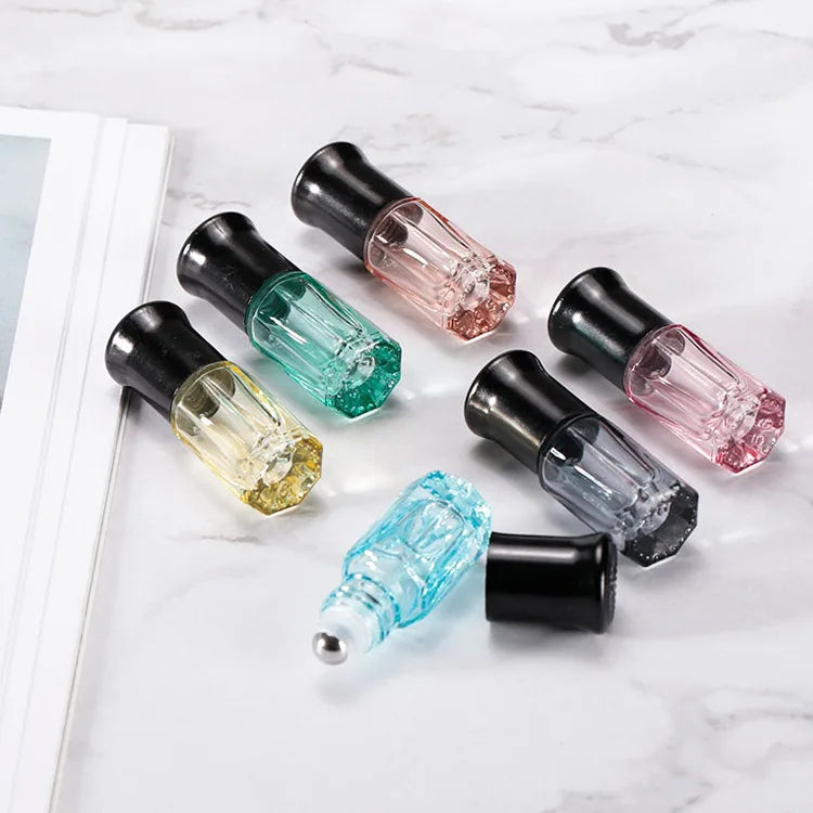 Luxury 3 ml 6 ml Perfume Tester Octagon Attar clear Glass OUD Arabic Attar Roller Bottle With Gold Screw Cap