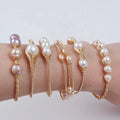 Hot Sale Natural Freshwater Pearl Bead Adjustable Cuff Opening Bangle Bracelet for Women Gift