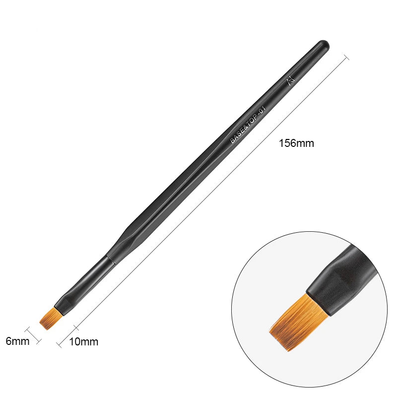 Baowang BW1-02 Professional Triangle Series Custom Logo Black Plastic Handle Synthetic Nylon PTT Hair Gel Acrylic Nail Brushes