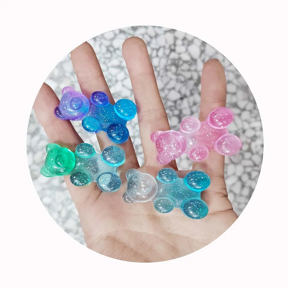 New Fashion 100Pcs/Lot 23*41MM Large Size Colorful Gummy Bear Cabochons Gradient Bear Candy Flatback Charms for Jewelry Making
