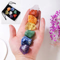 Wholesale 7 Chakra Crystal Raw Healing Stones Clear Rose Quartz Rough Chakra Set