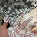 New Style French Lace Trim White Embroidery Floral Sequin Fabric Bead Embroidery Tulle Lace for Dress