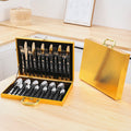 Hammer Handle Royal Cutlery Set 24PCS Stainless Steel Golden Flatware Set With Wooden Box