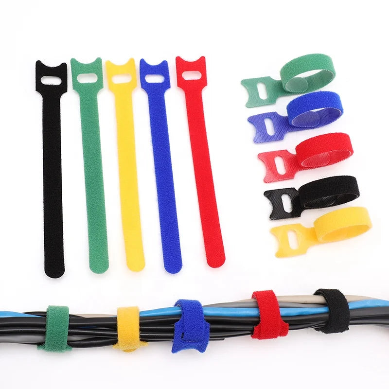 Colorful Double Sided Self-Adhesive Eco-Friendly Reusable Heat Resistant Polyester Cinch Strap/Hook Loop Cable Tie