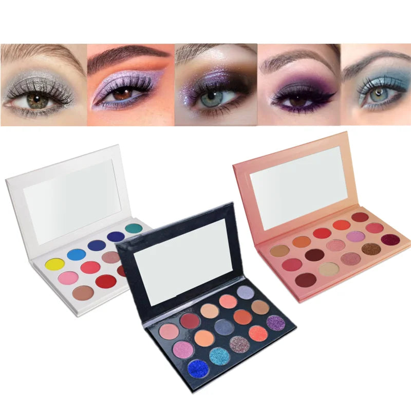 15 Colors Grey Smokey Eyeshadow Palette Matte Shimmer Neutral Silver Glitter Shades Metallic Black White Violet Smoky Eye Shadow