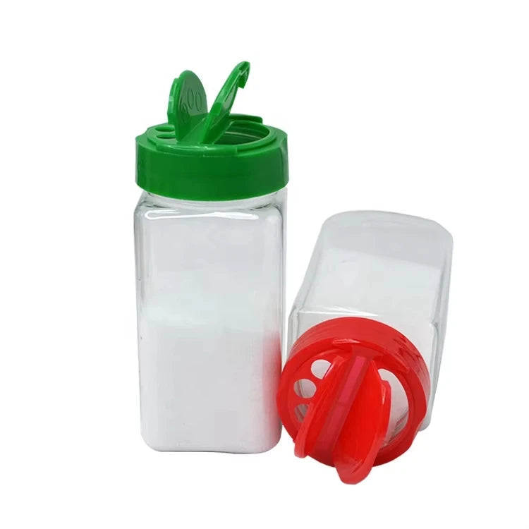 Wholesale 270ml Square Spice Glass Jar and PET Pepper Shaker Bottle Customized Food Grade with Square Shape Spice Tools